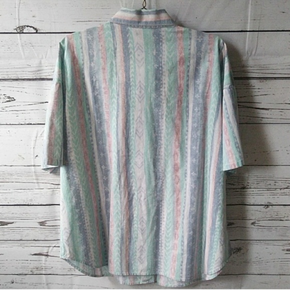 Vintage Denim Republic Short Sleeve Striped Button - Picture 4 of 4